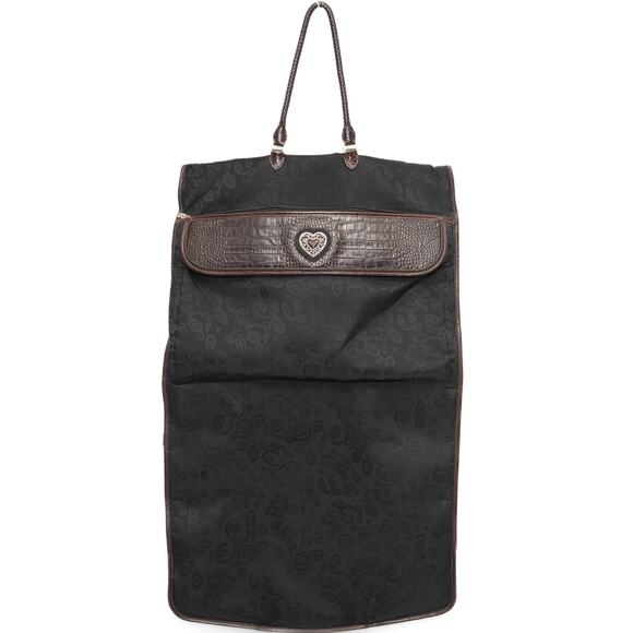 Brighton Black & Brown Full Size Tri-fold Leather Canvas Garment Bag - Picture 2 of 16